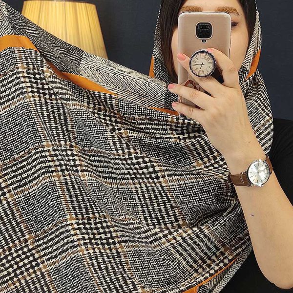 Orange fringed patterned scarf 4 مد شیک