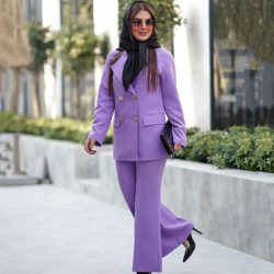 خرید کت و شلوار زنانه مجلسی بنفش